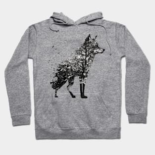 Wolf Tree Decay Drawing Animal Print Art Wolf Hoodie